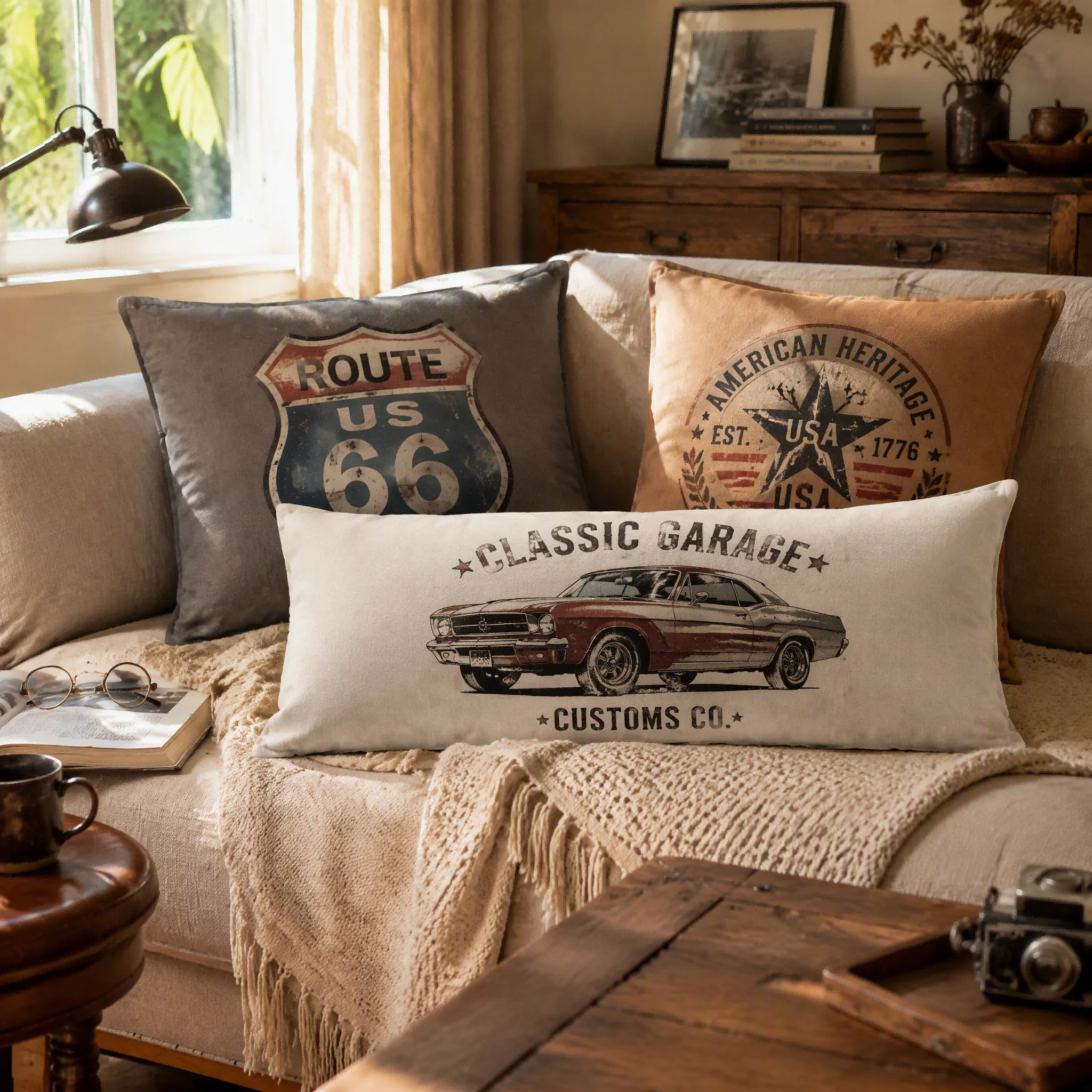 Custom Dutch Velvet Pillow Cover American Retro Vintage Style Personalized Cushion Case Sofa Home Decor Gift
