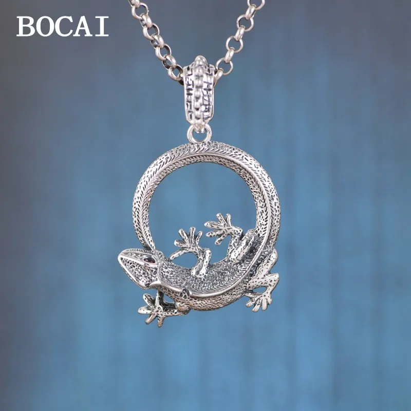 

BOCAI Новый S925 Серебряный винтажный Модный индивидуальный мужской и женский кулон в виде ящерицы