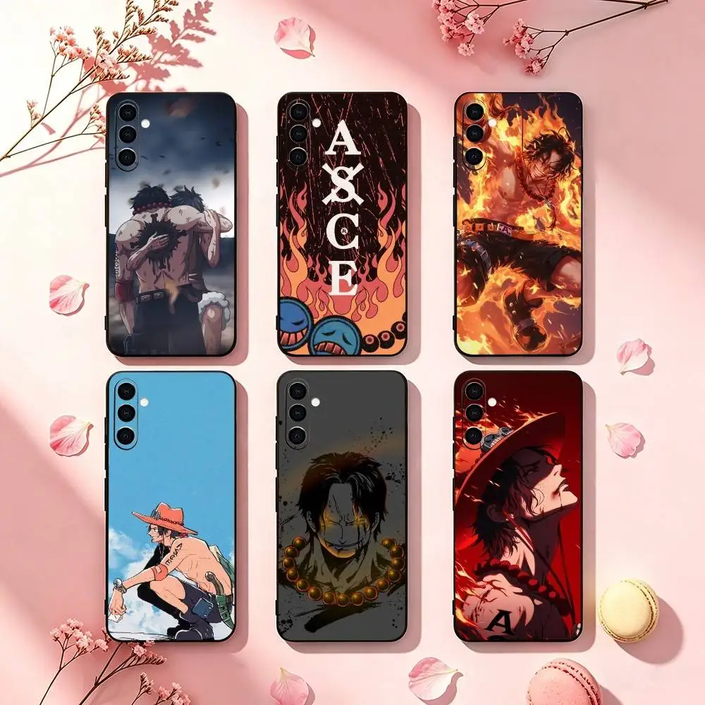 Onepieces Ace Anime Hot Phone Case For Samsung Galaxy A73,A72,A71,A70,A53,A52,A51,Soft Silicone Black Cover