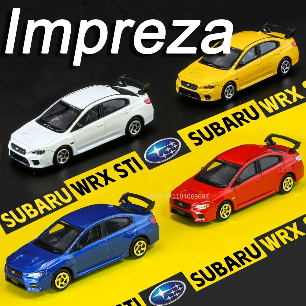 1:64 Subaru Impreza WRX STI Sportwagen Speelgoedmodellen Legering Diecast Schokabsorptie Slide Forward Mini Supercar Model voor Jongen Geschenken
