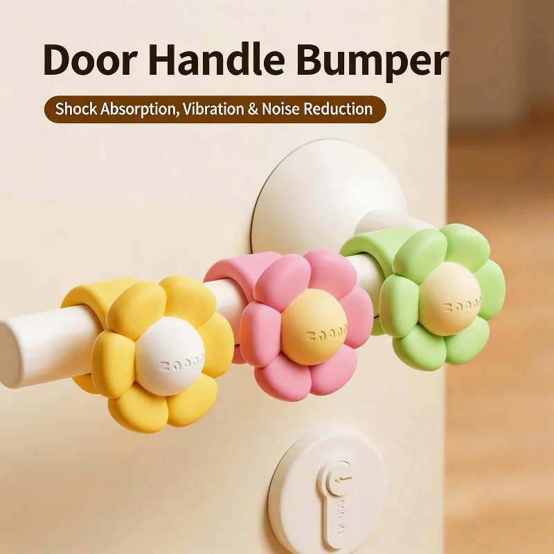 3Pcs Flower Shape Silicone Mute Door Handle Anti-collision Pad Door And Window Handle Anti-Collision Pad Cover Anti-collision Do