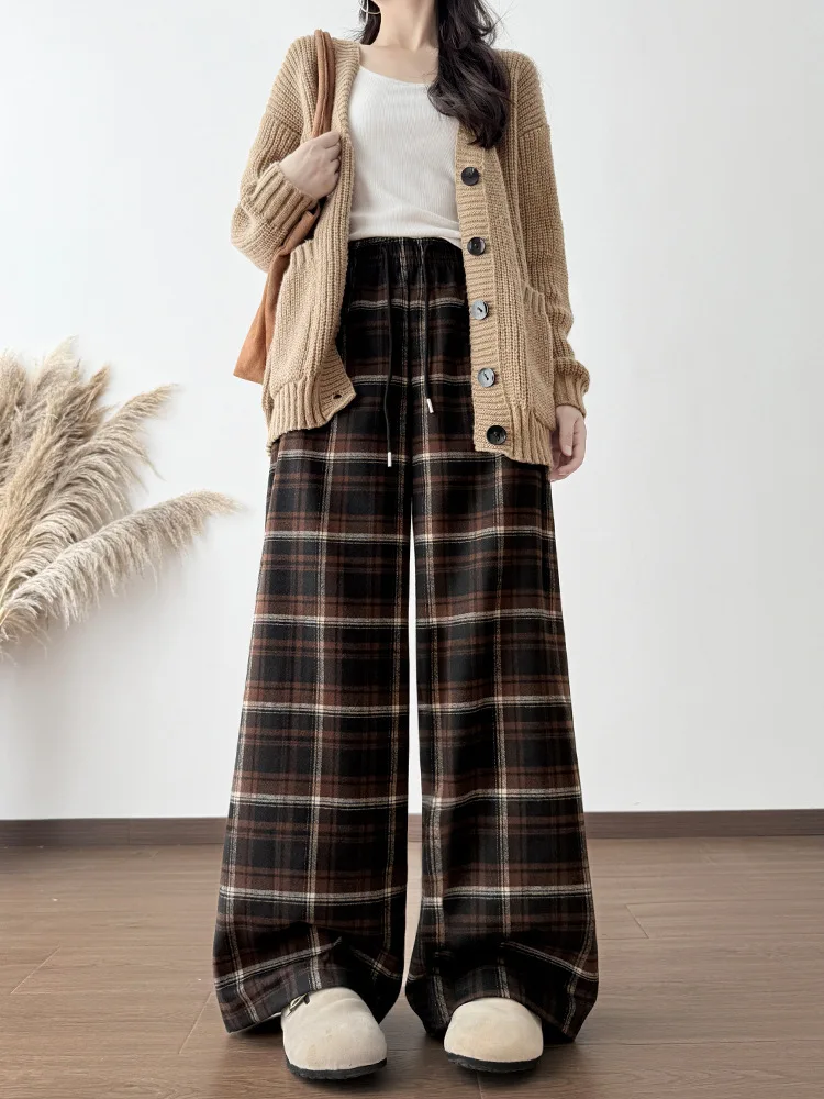 

Широкие брюки с кисточками и эластичной резинкой на талии, прямые женские осенние широкие брюки большого размера, трендовые элегантные женские современные клубные простые брюки