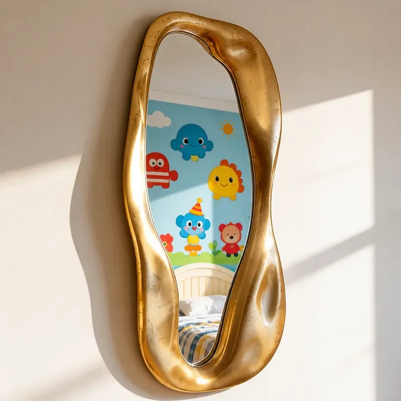 Retro Full Length Mirror Irregular Art Wall Mounted Special Shaped Creative Floor Standing Mirror for Home Decor Fitting Room