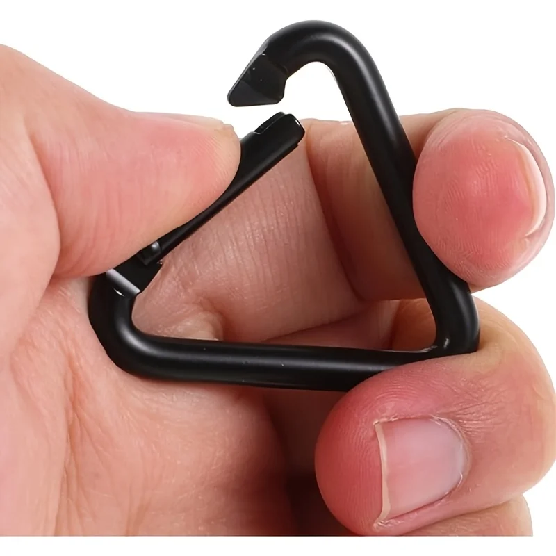 8PCSBlack triangular aluminum alloy carabiner, triangular keychain, rust-proof and corrosion-resistant, suitable for hanging on