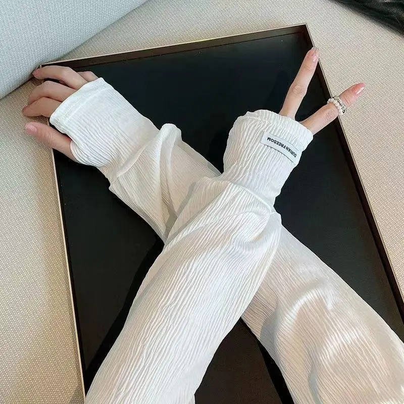 

Summer 2026 Women's Wrinkled Ice Silk Sunscreen Sleeves Loose, Breathable, Fashionable, Driving Cooling Sleeves
