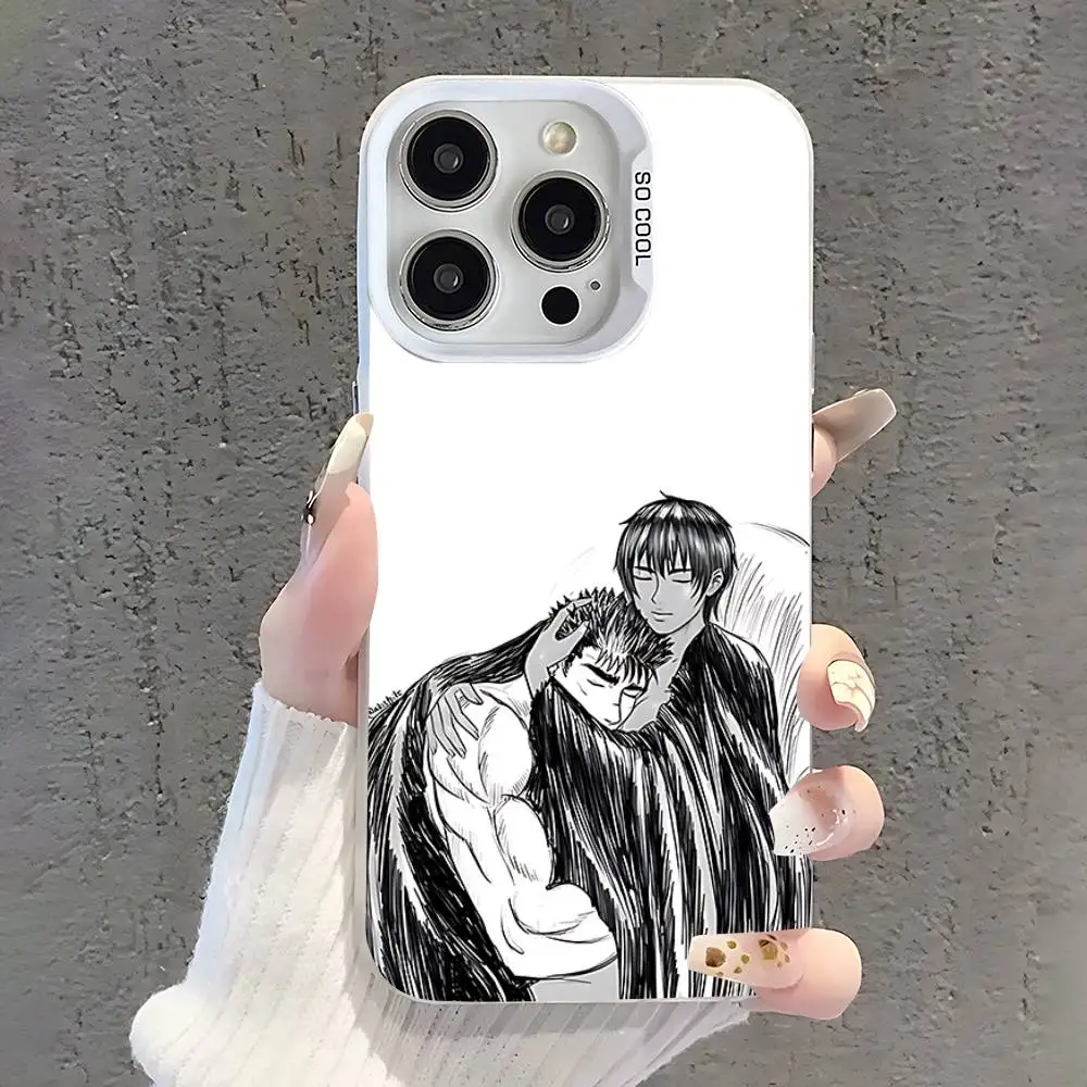 Etui na telefon Comic B-Berserk Guts Casca do iPhone 17,16,15,14,13,12,11,Pro,XS,Max,Plus,Mini,SE Białe Cukierkowe Matowe Odporne na Wstrząsy