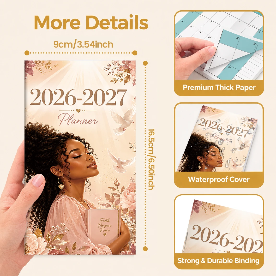 1pc 2026-2027 Monthly Planner, Large Calendar Organizer with Notes, Holiday Reminders, Faith Floral Cover