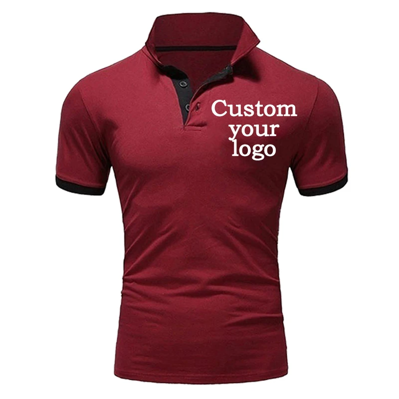 New men\'s summer golf shirt sports stand-up collar T-shirt cotton Slim men\'s casual T-shirt POLO shirt Customize your logo