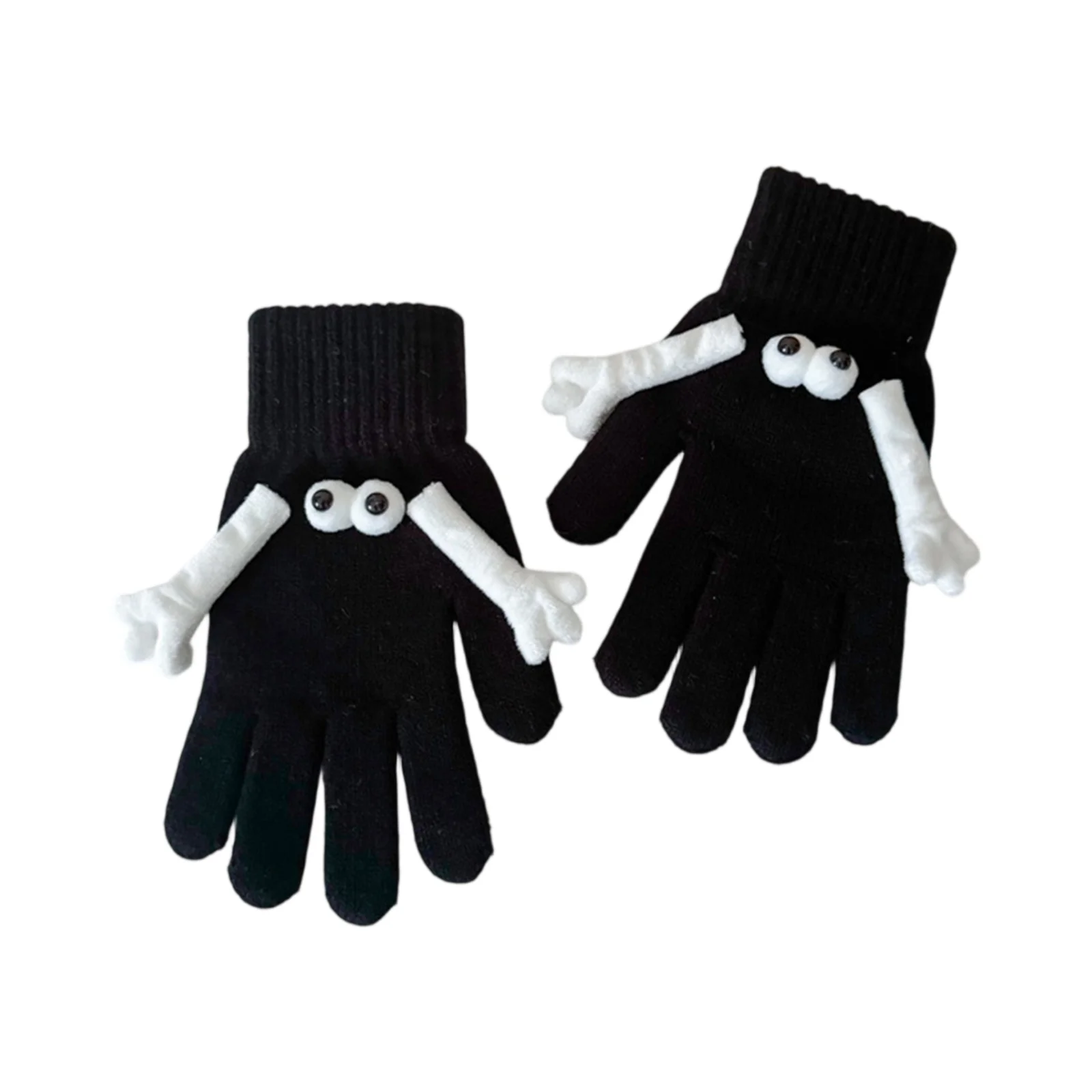 زوجين مضحك الخريف الشتاء الكرتون قفازات عصرية الصلبة لطيف الدافئة إصبع نحى القفازات المخملية هدايا العيد #3
