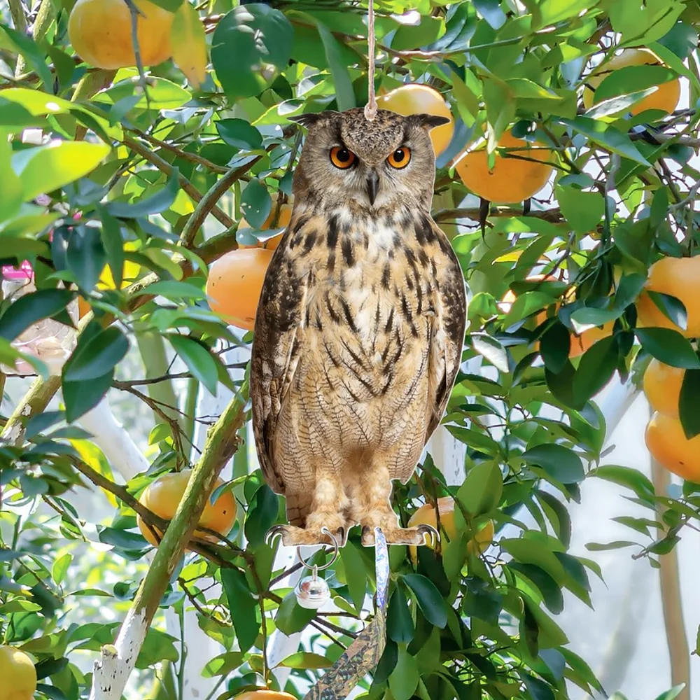 Creative Owl Hanging Ornament Bird Repellent Garden Decoration Reflective Decorative Wall Pendant For Patio Yard Landscaping