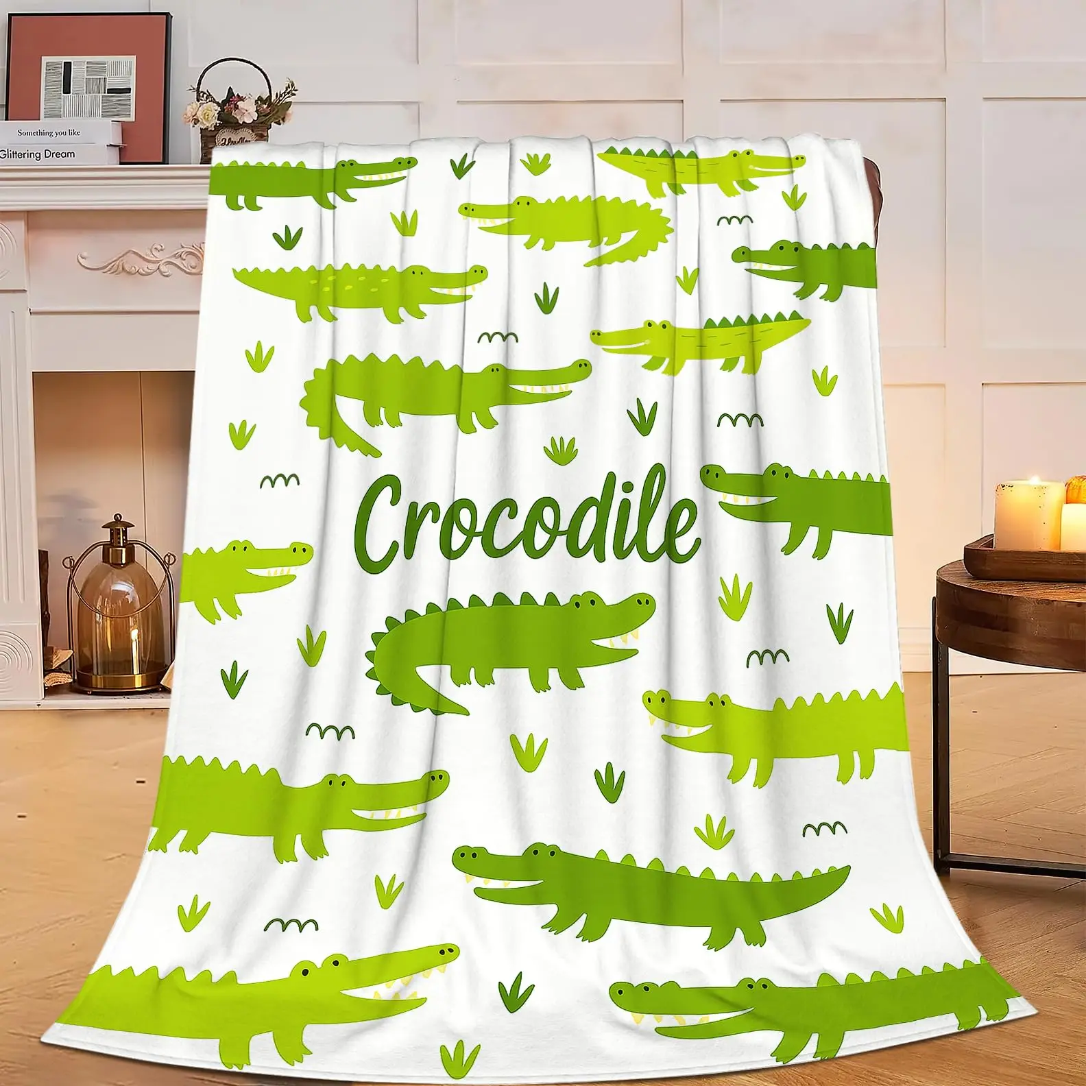 Soft and Warm Crocodile Blanket Comfortable and Fluffy Cartoon Crocodile Lightweight Blanket Suitable for Children and Adults