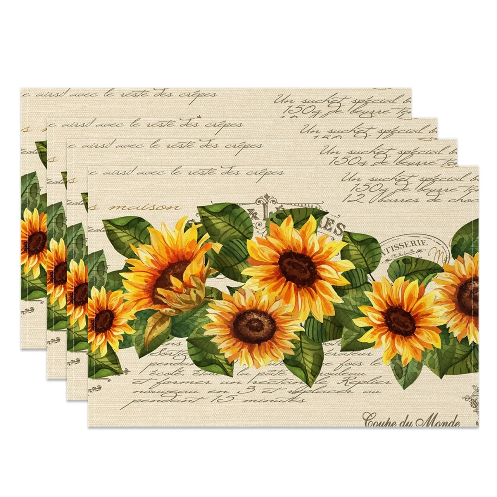 Sunflower Placemats Vibrant Yellow Floral Table Mats Summer Kitchen Decor Washable Heat Resistant Perfect for Dining Cafe Party