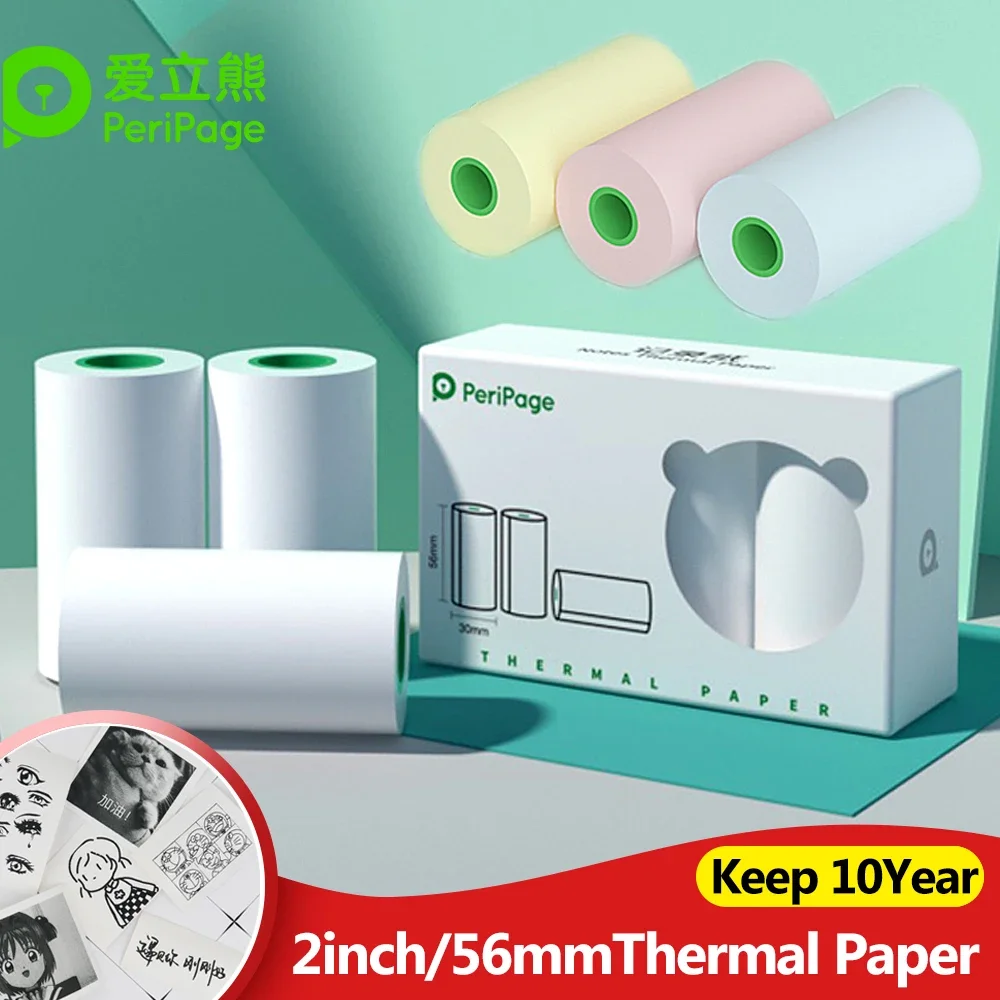 Peripage 56x30 مللي متر أبيض اللون ورق حراري A6 ورق الطباعة C6 ملصقات A9 اوراق الملاحظات A8/A2/H2/P21/P22 التسمية الحرارية