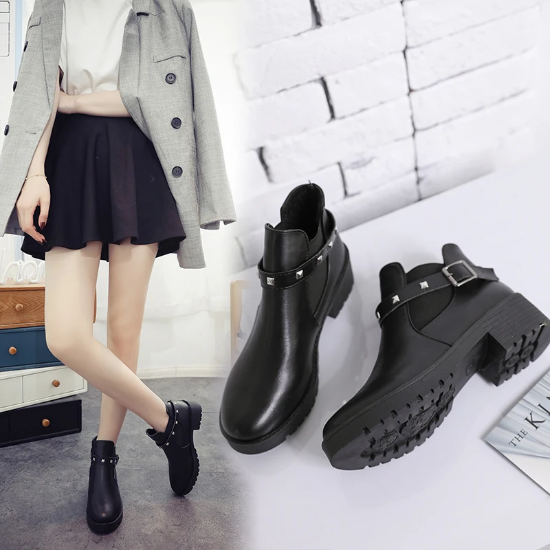 

Women‘s Boots 2024 Winter Ladies Shoes Belt Buckle Fashion Rivet Modern Boots Women Round Toe Ankle Boots Snow Boots