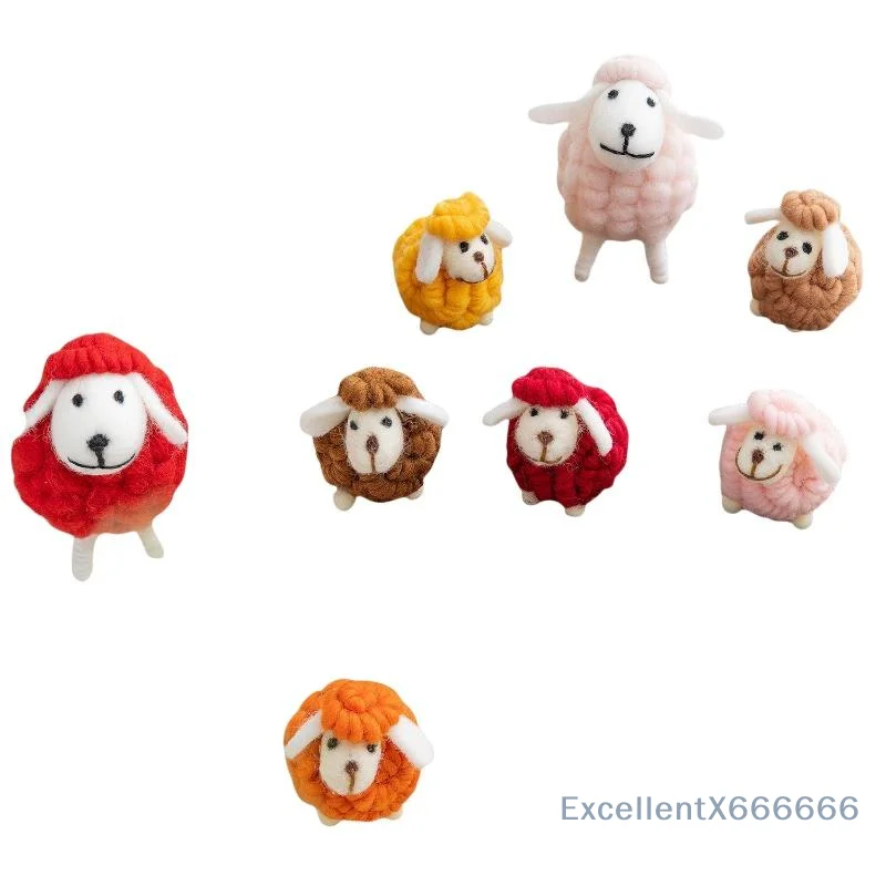 1Pc Mini Table Ornament Felt Sheep Figurines Miniatures Wool Felt Lamb Cute Decoration Party Supplies Statue Miniature