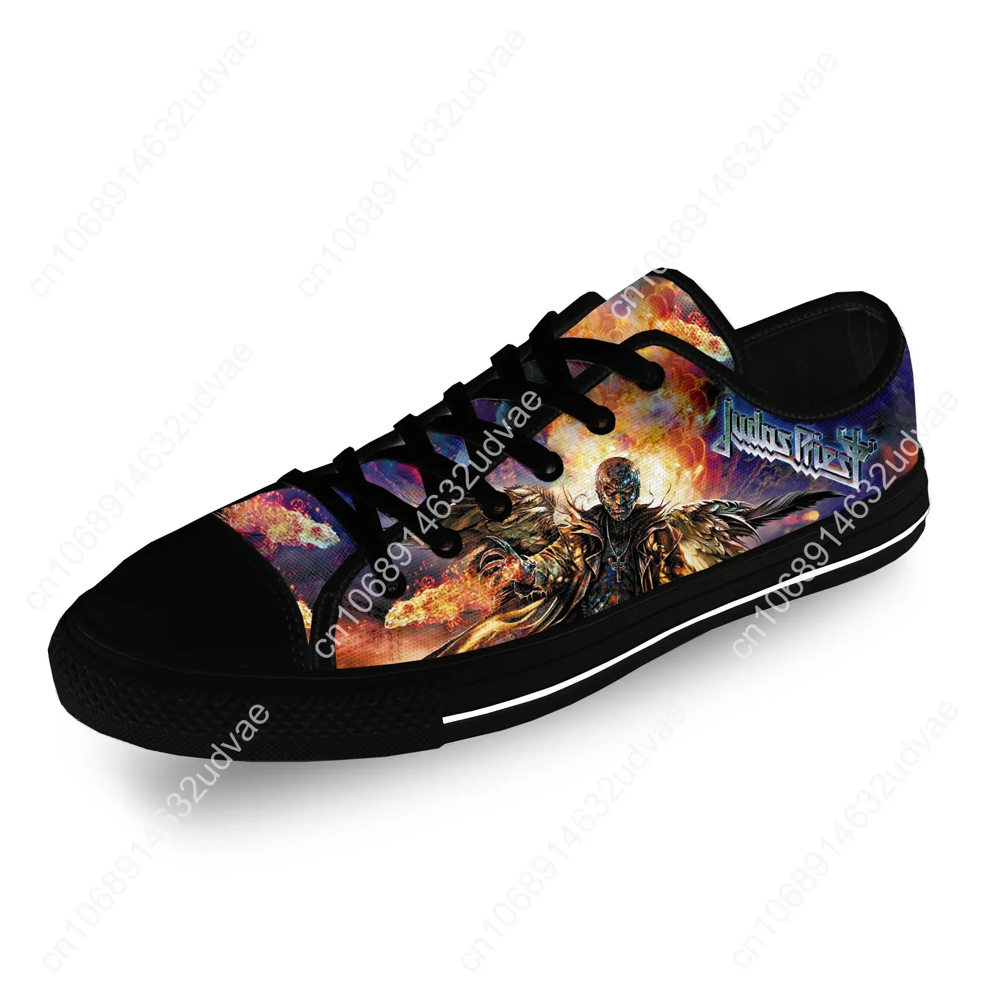 Judas Priester Rockband Metall lässig Stoff 3D-Druck Low-Top-Leinwand Mode Schuhe Männer Frauen leichte atmungsaktive Turnschuhe