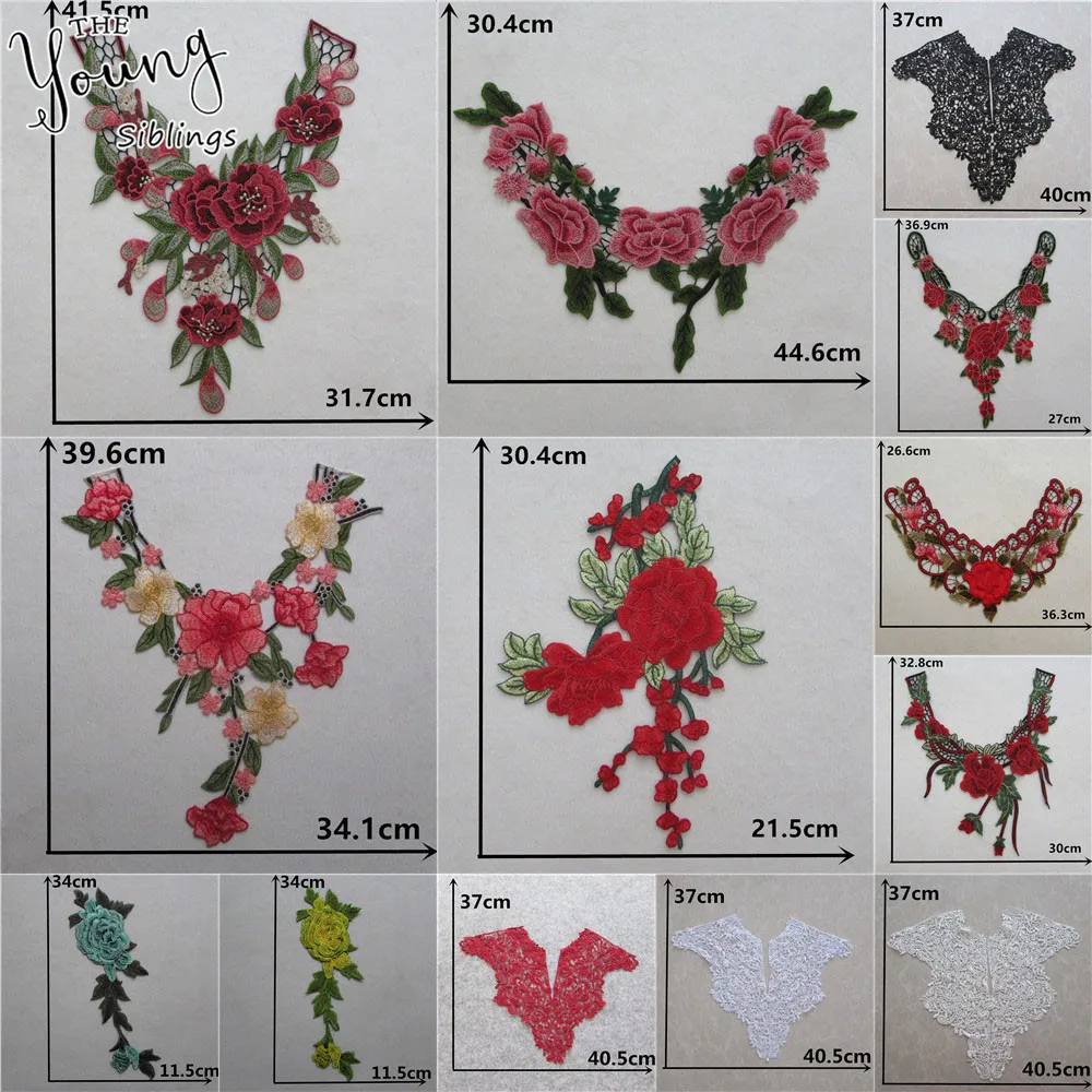 Fashion Exquisite Flower Embroidery Applique lace Neckline DIY Lace Collar Clothing Decoration Sewing Supplies Craft Accessories