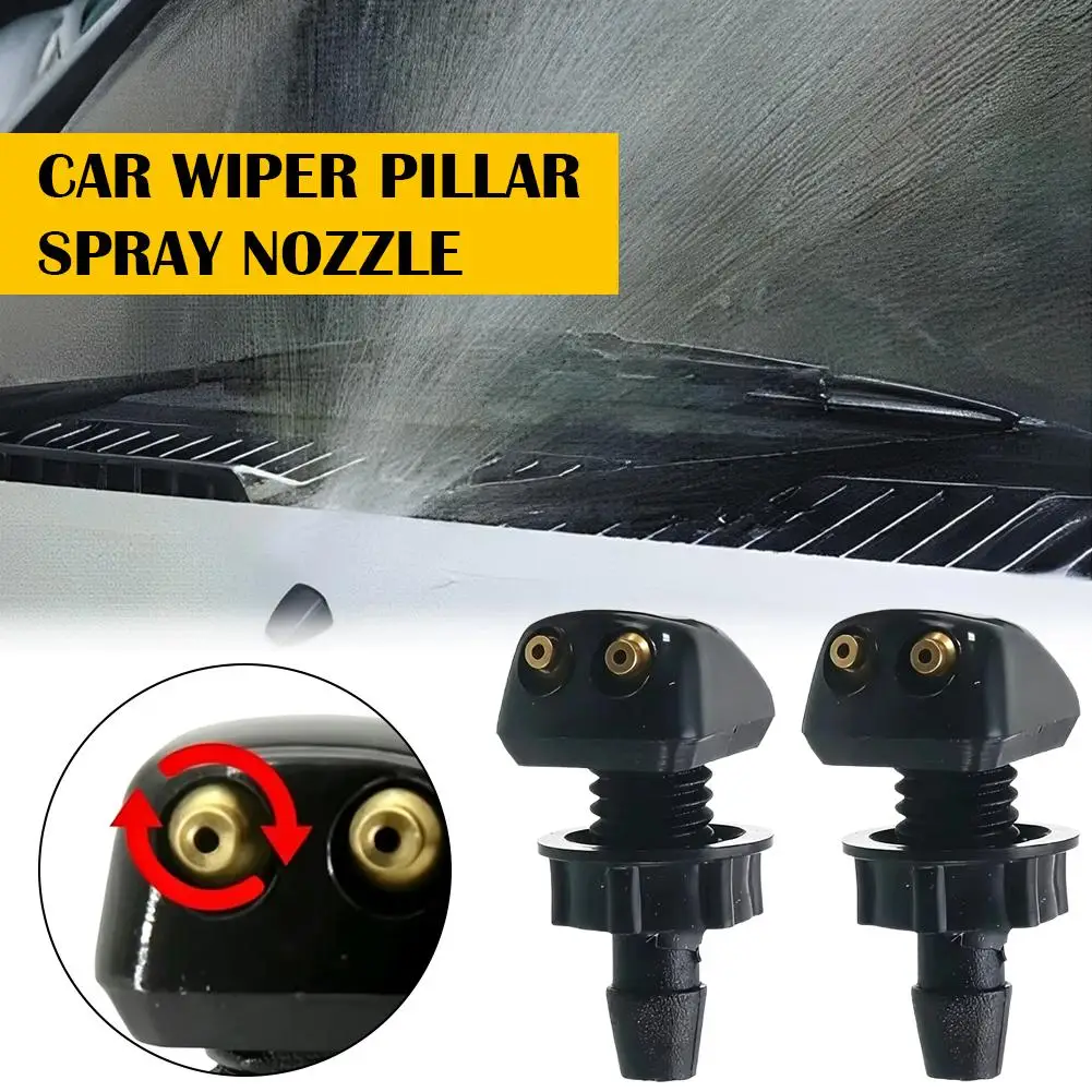 Universal Car Windshield Washer Nozzles Adjustable Dual Brass Jet Fluid Sprayer Replacement Kit Front Window Wiper Nozzle