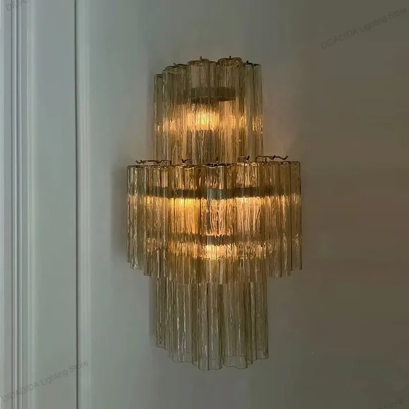 

Nordic Style Murano Star Glass Tube Wall Light Frosted Multicolor Glass Stainless Steel Dimmable Wall Lustre Lighting