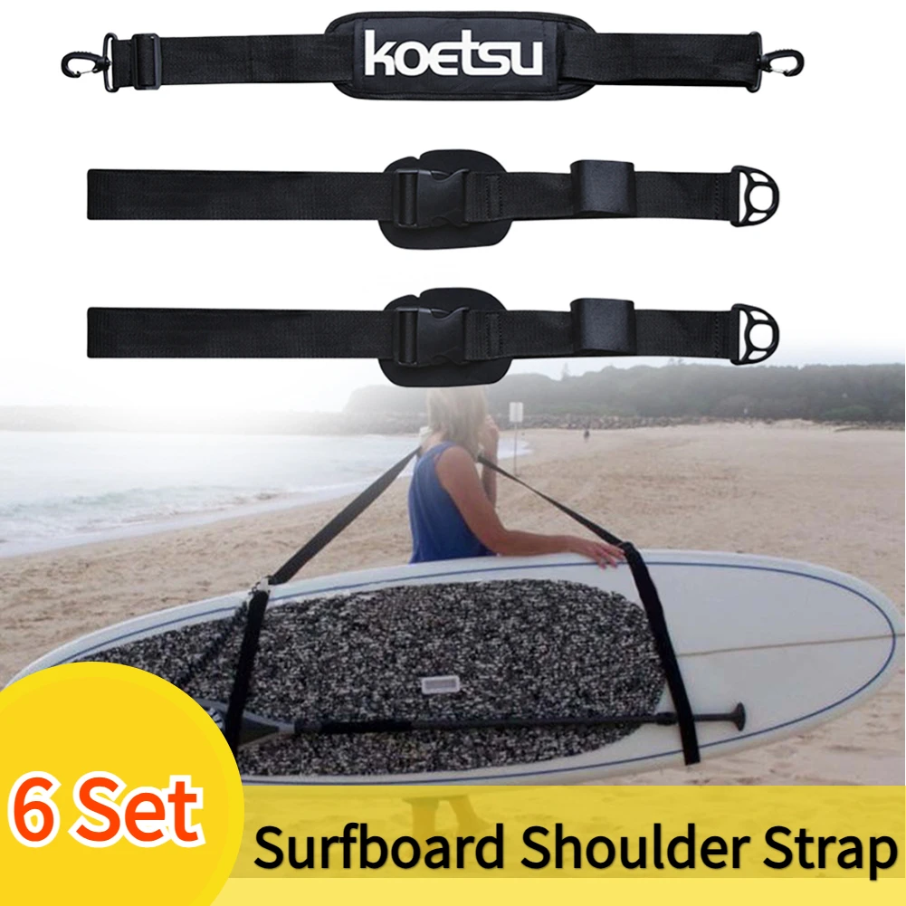 6Set Portable Surfboard Shoulder Strap Carry Sling Stand Up Paddleboard Sup Board Surf Fins Paddle Wakeboard Surfing Kayak Tools