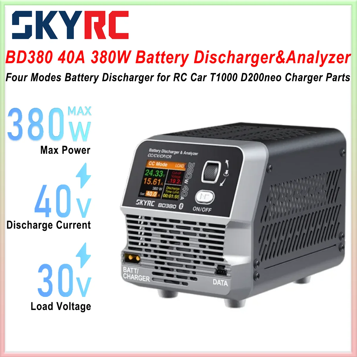 

SKYRC BD380 разрядное устройство и анализатор проверки 40A 380 Вт четыре режима разрядное устройство для радиоуправляемого автомобиля T1000 D200neo зарядное устройство Запчасти
