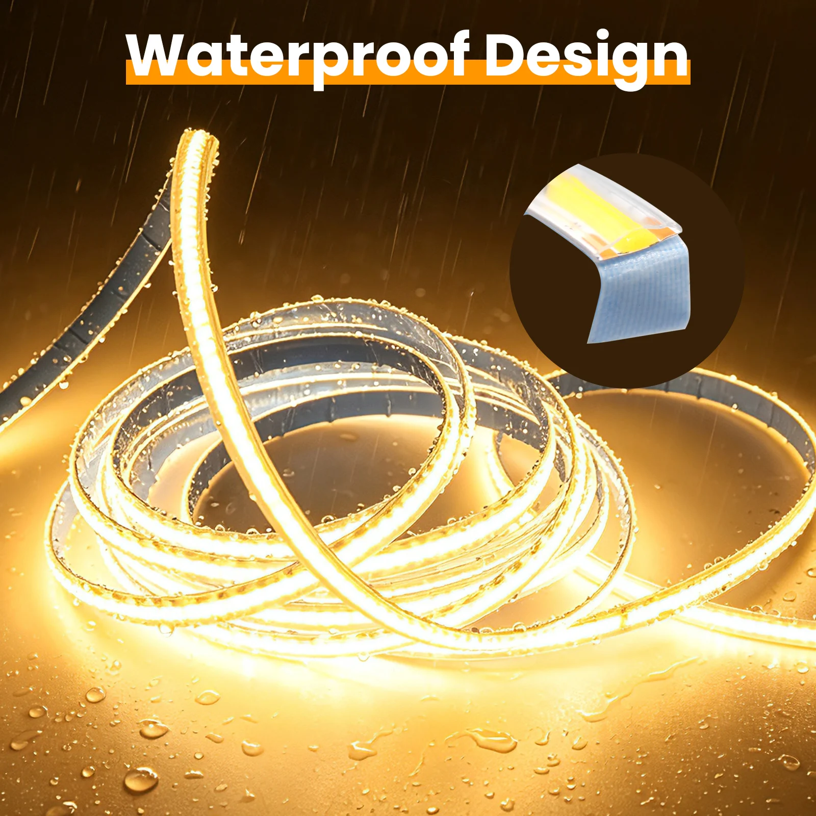 AC110V 220V COB Neon Light Strip Waterproof 288LEDs/m with Double Sided Ribbon Rope Tape for Indoor Outdoor Decor