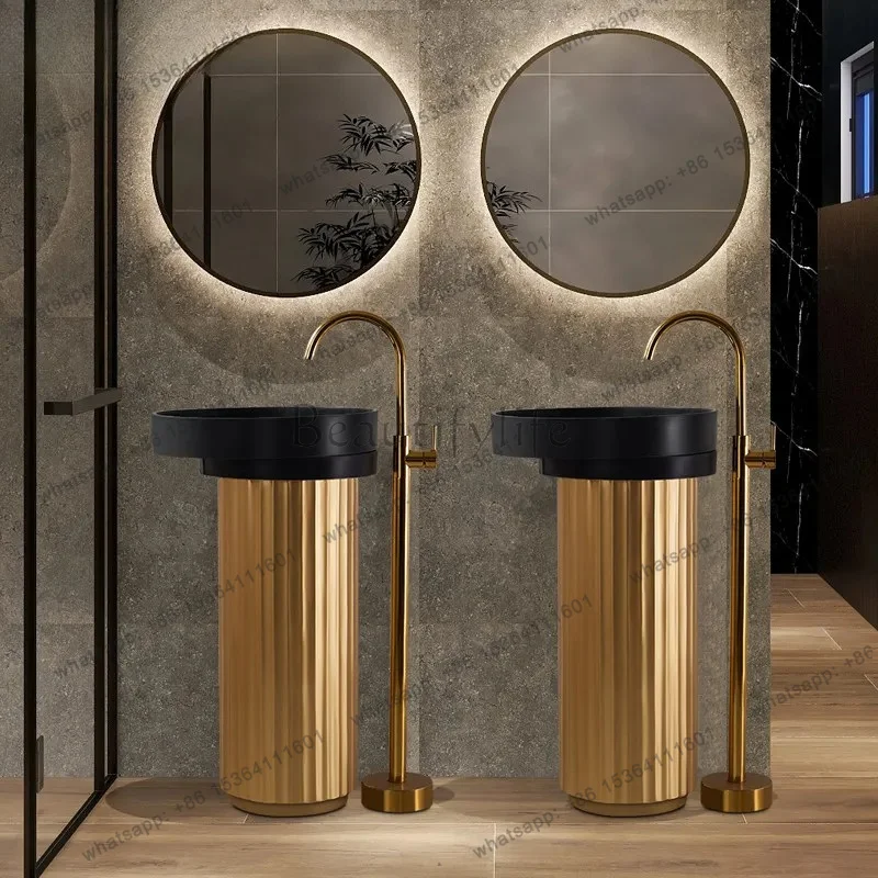 YJ  Nordic New Creative Art Column Type Washbasin Hotel B & B Commercial Round Floor Type Washbasin Pillar Basin