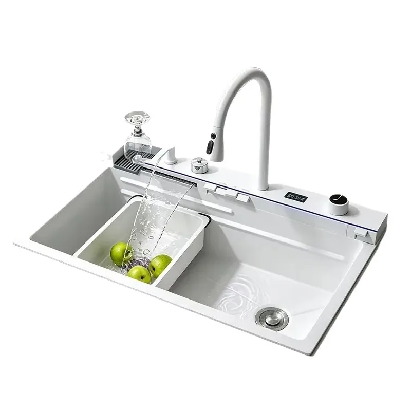 STLF Popular Suppliers Deep Pull Stainless Steel Counter Top Smart Kitchen Sink with Cup Washer