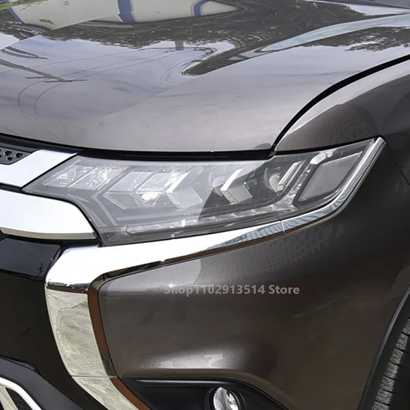 For Mitsubishi outlander 2015-2020-Car Headlight Protective Film Vinyl Restoration Transparent Black TPU Sticker