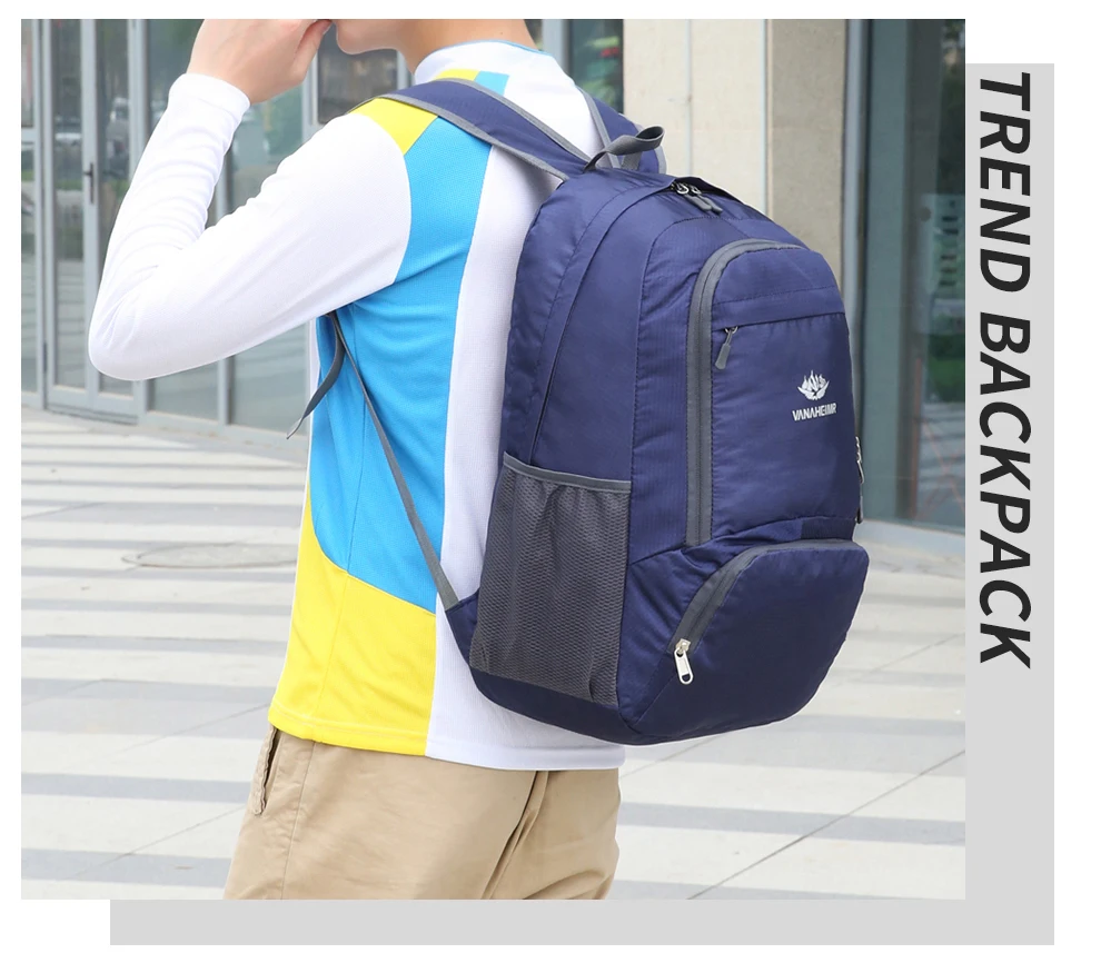 23l packbarer Rucksack faltbare ultraleichte Outdoor-Reisetasche großer zusammen klappbarer Rucksack Wander reise rucksack Bergsteiger-Tages rucksack Geringes Gewicht hohe Kapazität Wasserabweisendes Gewebe Top Punc – Detail 15