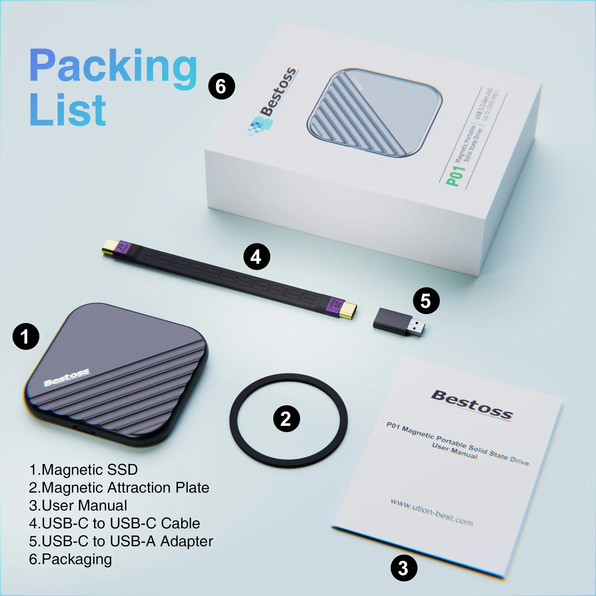 Bestoss محمول خارجي Ssd عالي السرعة 512 جيجابايت 1 تيرا بايت 2 تيرابايت للكمبيوتر أو الهاتف المحمول #2