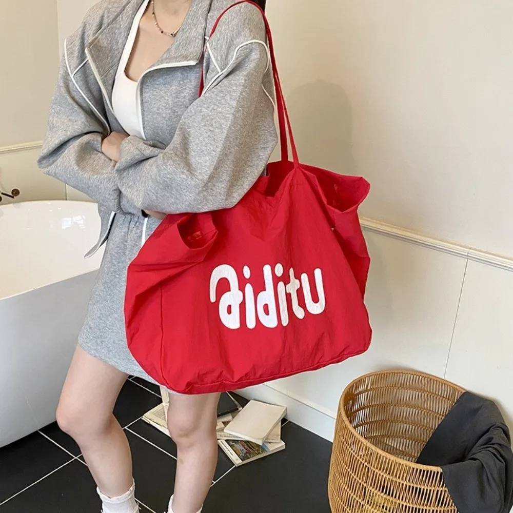 

Light Weight Solid Color Oversize Tote Bag Commuting Travel Letter Shoulder Bag High Capacity Versatile Women's Handbag Shopping
