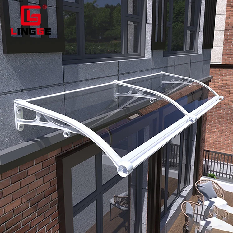 Household Simple Style Aluminum Frame Door Canopy terrace Various Sizes PC Panel Easy To Clean UV Protection Window Awning