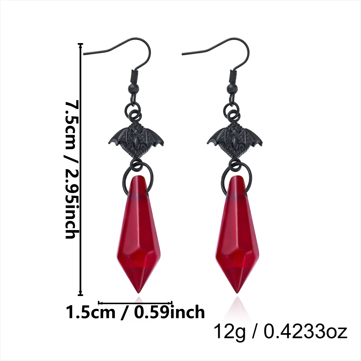 Gotische Vampir-Fledermaus Wassertropfen-Ohrringe für Damen und Herren Rote Strass Vintage Fledermaus-Ohrringe Halloween-Party-Schmuck Großhandel – Detail 10
