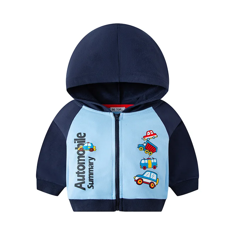 

2025 New Children's Clothing Autumn Korean Version Boys' Hoodie Cartoon Car Children's Hooded Sports Jacket Pure Cotton Top