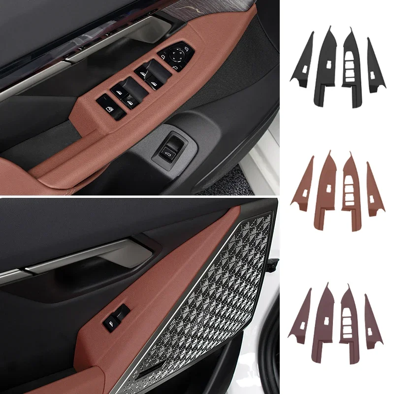 

For BMW 5 Series G60 i5 2024 2025 LHD Car Inner Door Handle Sticker Window Switches Panel Cover Auto Front Rear Door Stickers