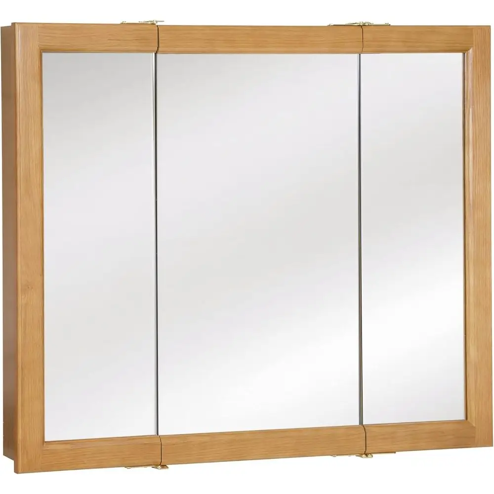 

Oak Framed Richland Medicine Cabinet with 3 Mirrored Doors, 36x4.75x30 inches