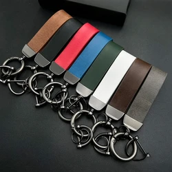 Customized Discolored Leather Keychain Laser Engrave Retro Vintage Car Logo Key Chains Pendant Personalize High-end Keyring Gift