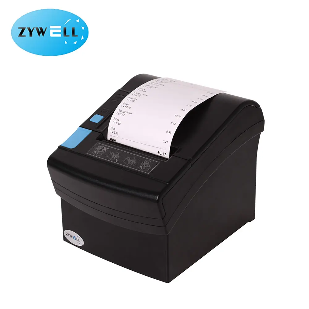 Zywell desktop thermal printer 80mm with bluetooth WIFI ZY906 POS receipt printer