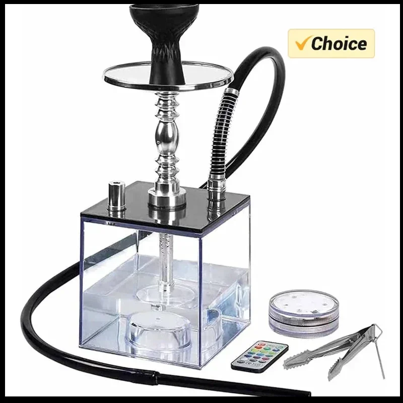 99Acrylic Hookah with LED Light Shisha Box Nargile Sheesha Narguile Chicha Cachimbas Water Pipe Shisha Hookah Set Accessory