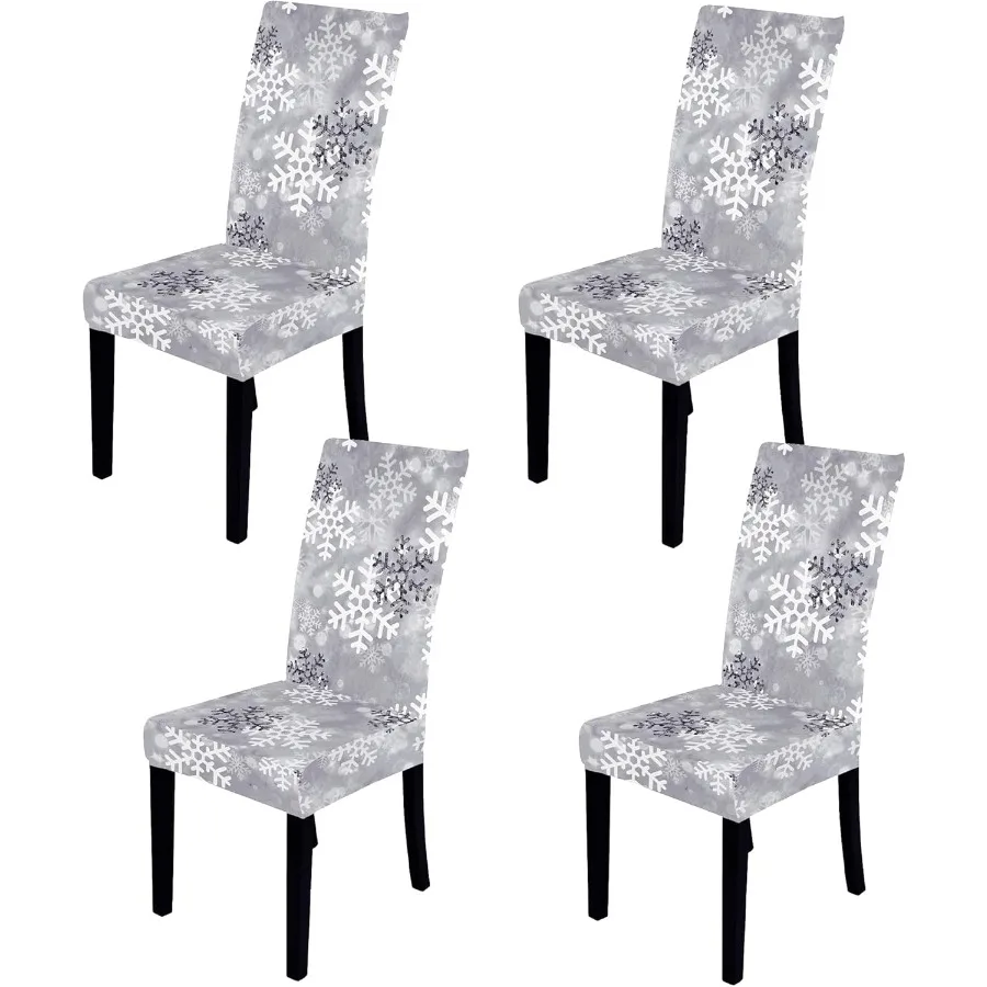 

Stretch Dining Room Chair Covers Set of 4 with Washable Protector Seat Slipcover for Christmas Theme Ideal for Hotel Dining Roo