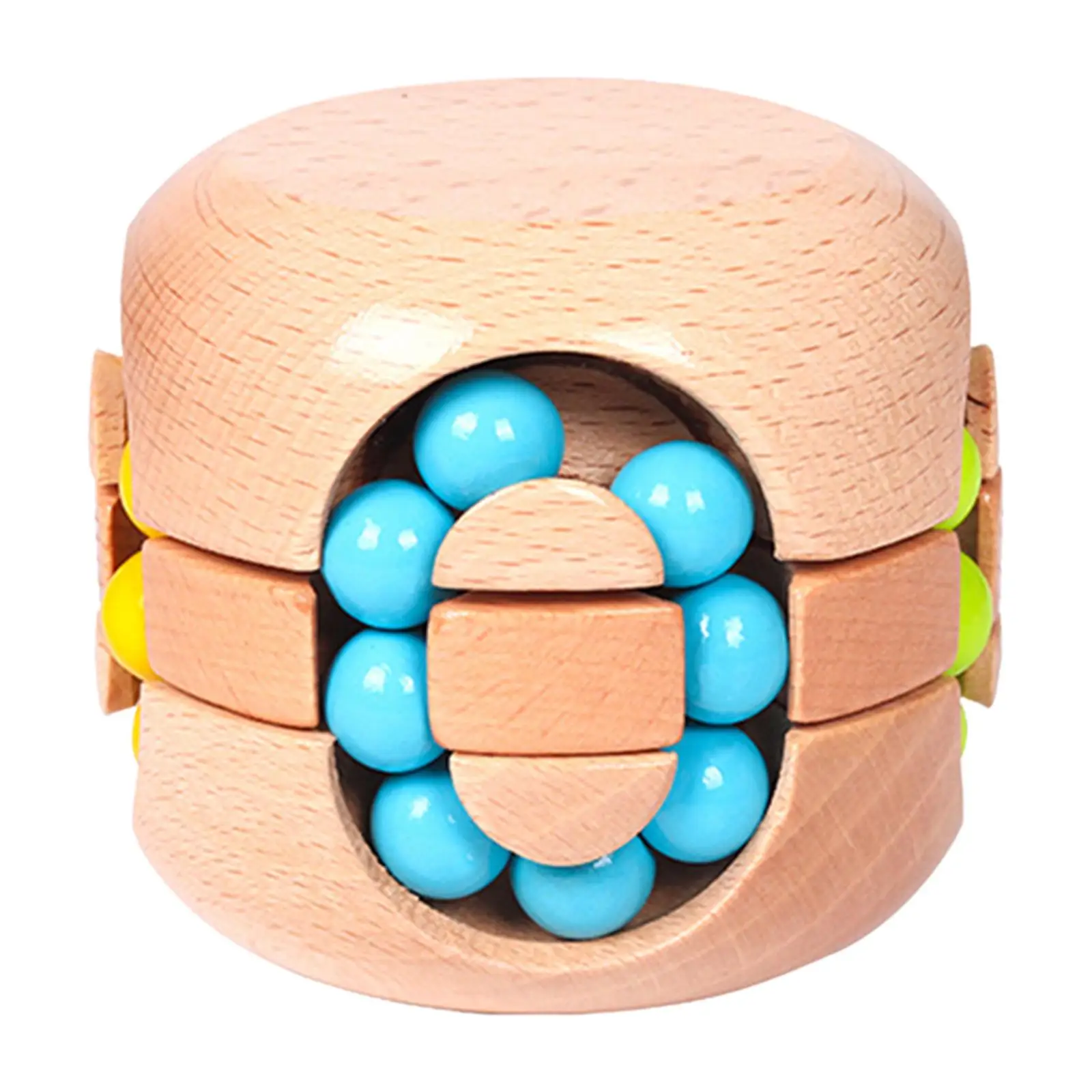 Wooden Bean Toy Puzzle Toy Intelligence Puzzles Beads Rotating Creative Toy for Boys Unisex Children Girls Gift