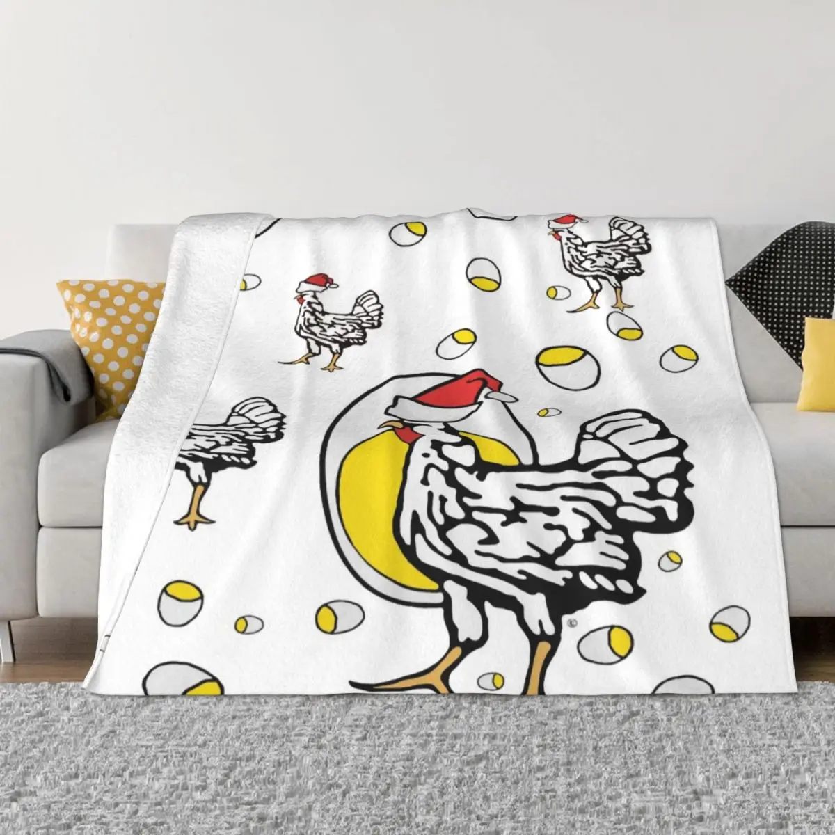 

Roseanne Inspired Chicken Shirt Christmas Santa Hat Holiday Original Parody Design Throw Blanket Sofas Blanket For Sofa