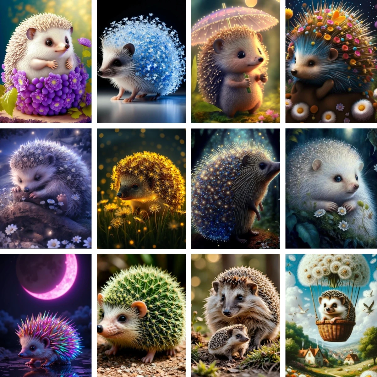 

Full Round Diamond Painting Baby Hedgehog Poster Beaded Rhinestones Art Diamond Mosaic Woodland Animal Nursery Decor