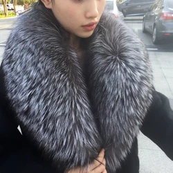 Real Fox Fur Collar For Women Men Coat Jacket Shawl Wraps Winter Warm Fur Collar Extra Large Size Neck Warmer Fur Scarf Shawls