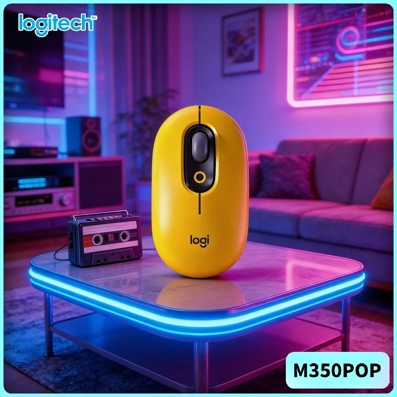Logitech M350 POP Pebble Wireless Mouse High-Precision Trace Magnetic Receiver Slim Fit for Tote Bag and Shoulder Bag Pocket