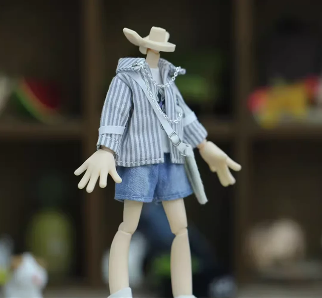 

Snail 1/12 12 Points OB11 Doll Clothes Youth Casual Striped Shirt Vest Hat Shorts Bag Model P9 BJD Molly Fairy Body In Stock