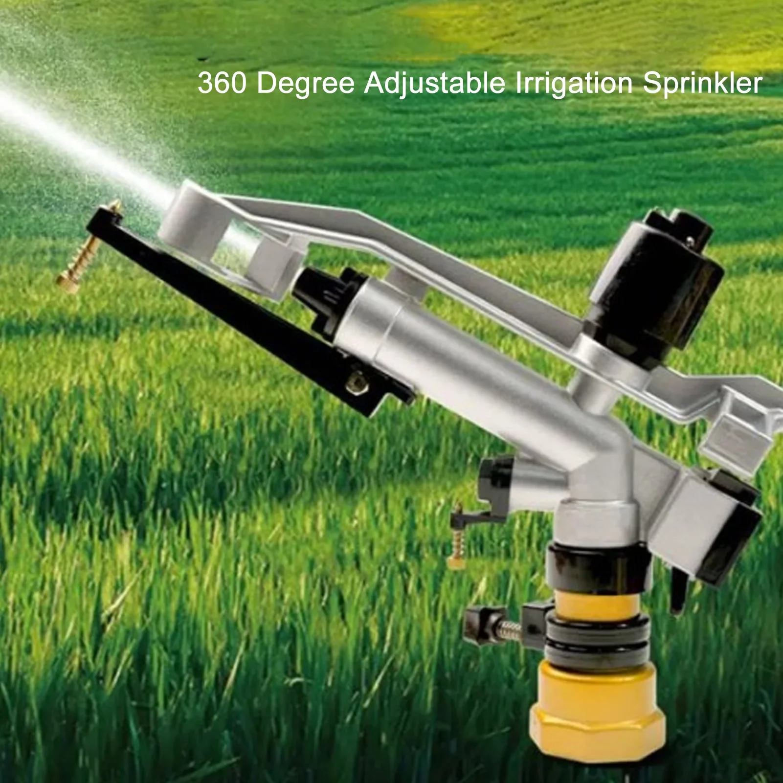 Garden Auto Rotating Sprinkler 360 Degree Auto Rotating Large Area Irrigation Sprinkler with 1‑1/2 Inch FNPT Interface for Yard