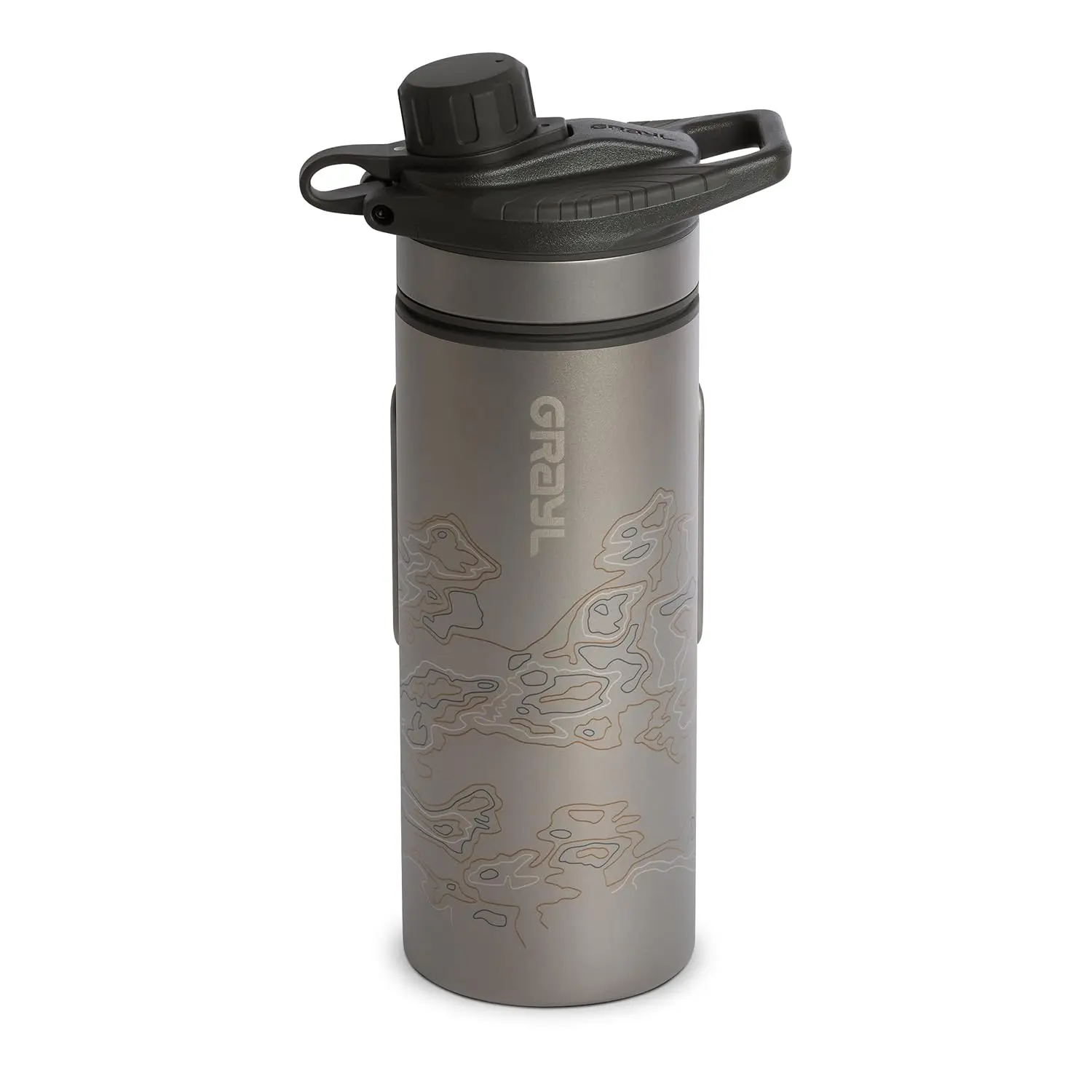 Titanium 24 oz Water Purifier Bottle - Filter for Hiking, Camping, Survival, Travel (Covert Black)