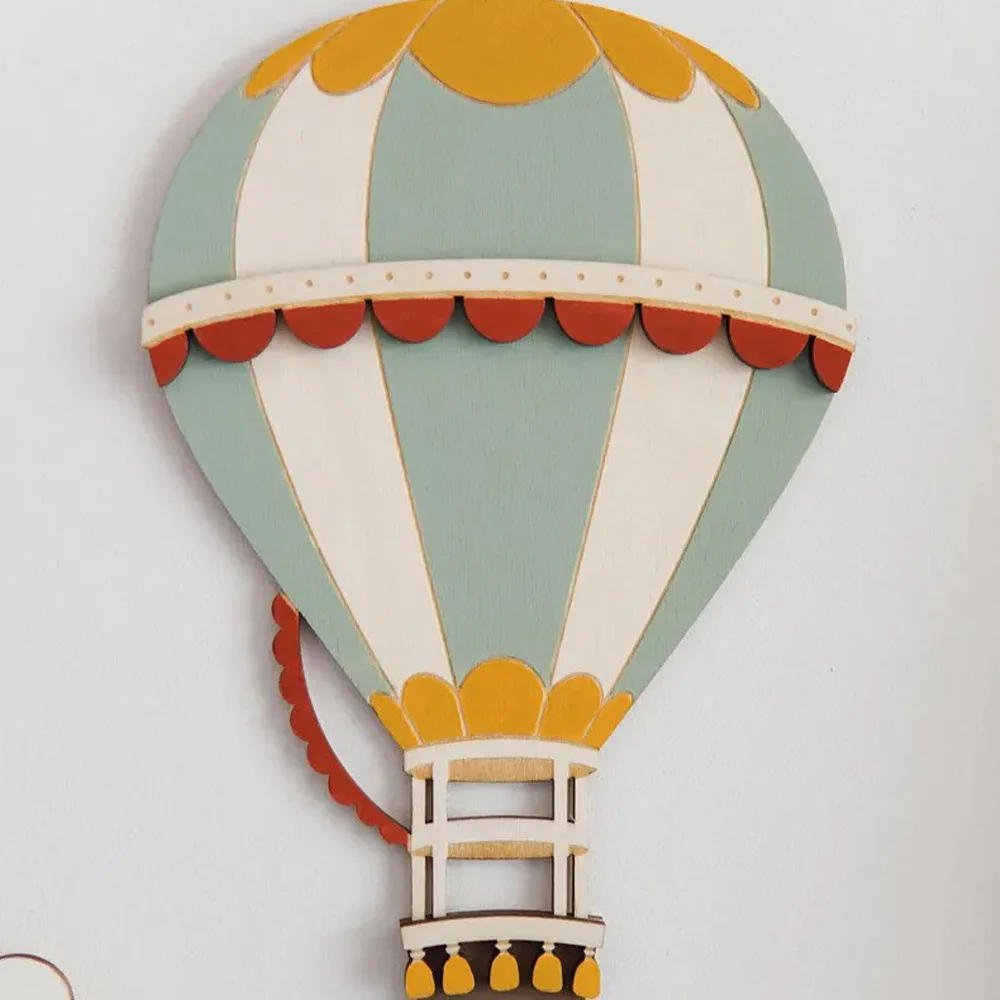 3D Holz Heißluftballon Dekorative Wandpaneele (3er-Set) - Vintage-Stil Heimwanddekoration, Bunte Heißluftballon Dekorative Paneele - Kreative Geschenke – Detail 4